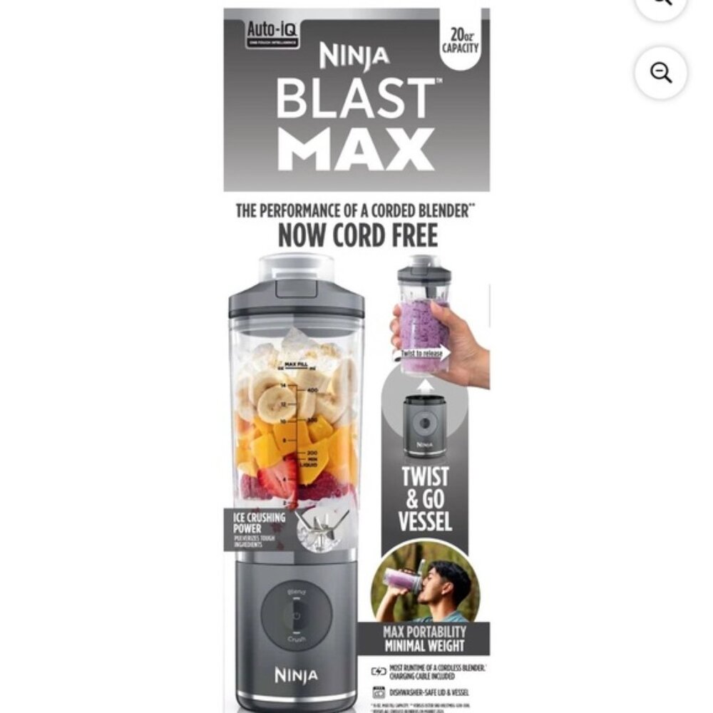Ninja Blast Max Water Bottle - Black and Gray